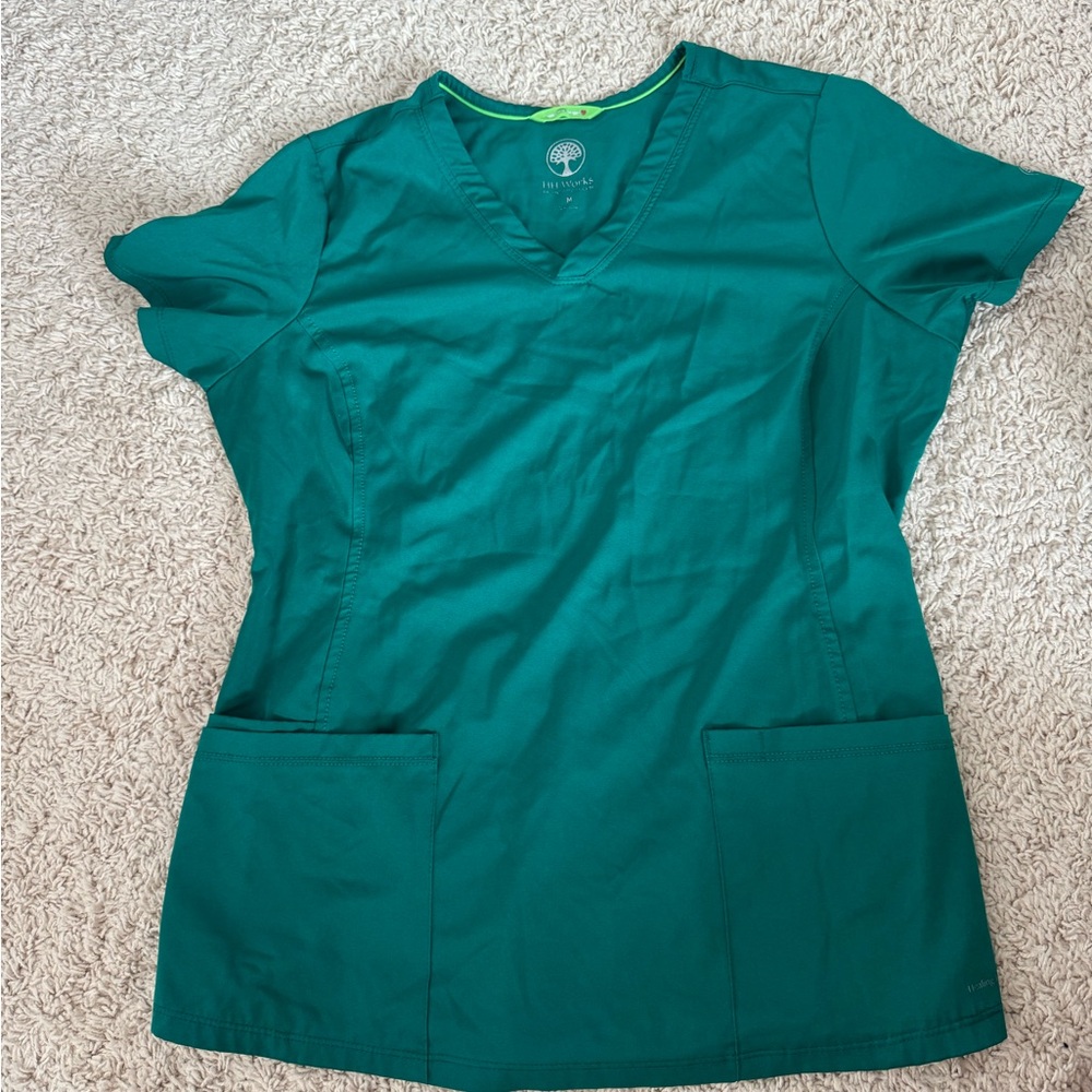 Healing Hands hunter green Short Sleeve scrub Top
